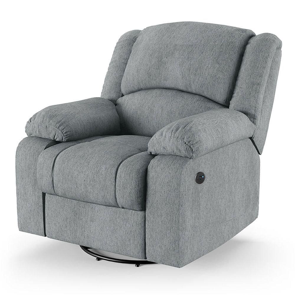 Poltrona Do Papai Reclinável Melim Glider Giratória Usb Linho Fh1 - D`rossi Cor Cinza