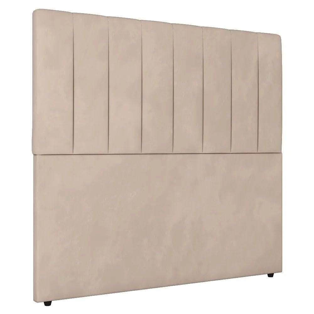 Cabeceira Cama Box Casal King Size Ivana 193cm Veludo - Desk Design Cor Bege