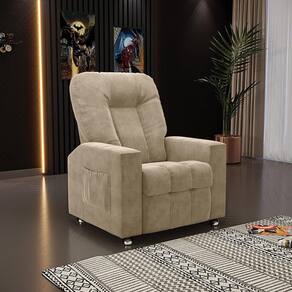 Poltrona Do Papai Reclinável Arsenal Suede Bege