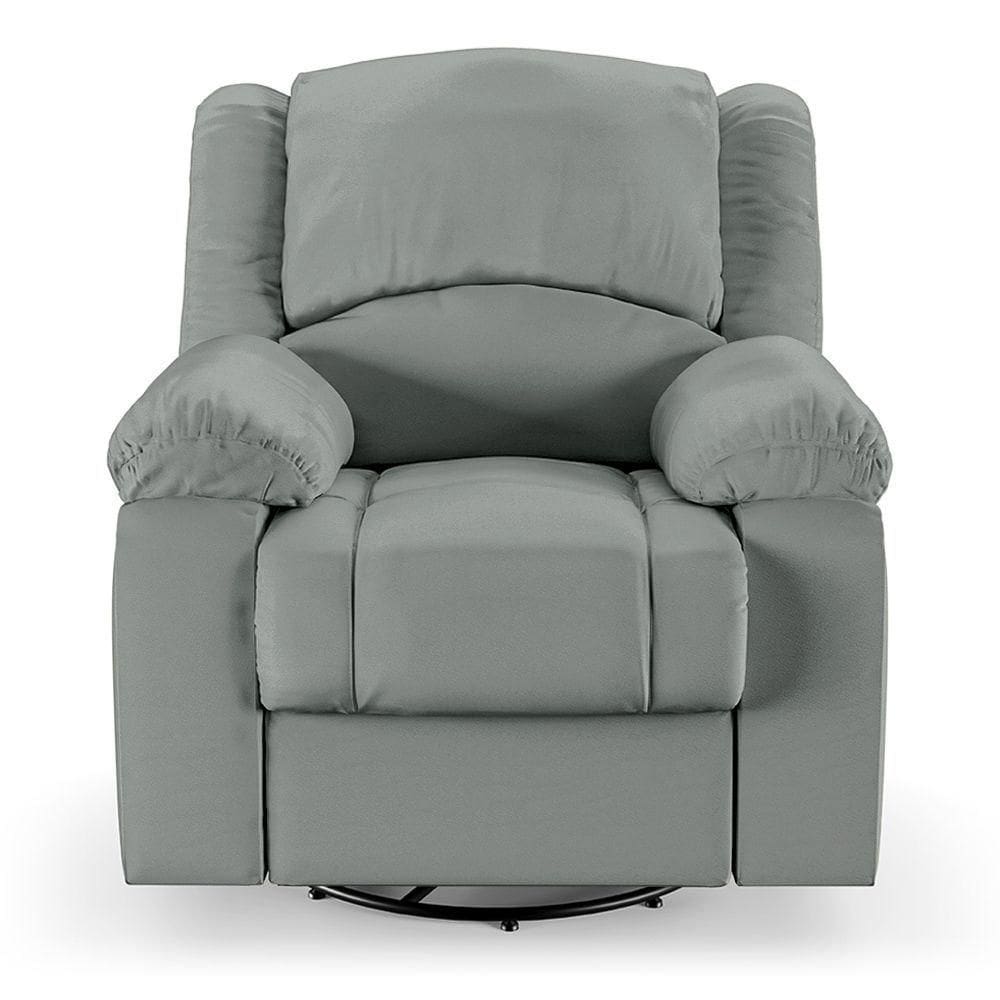 Poltrona Do Papai Reclinável Sala De Cinema Barcelona Glider Manual Giratória Massagem Usb Pu Cinza