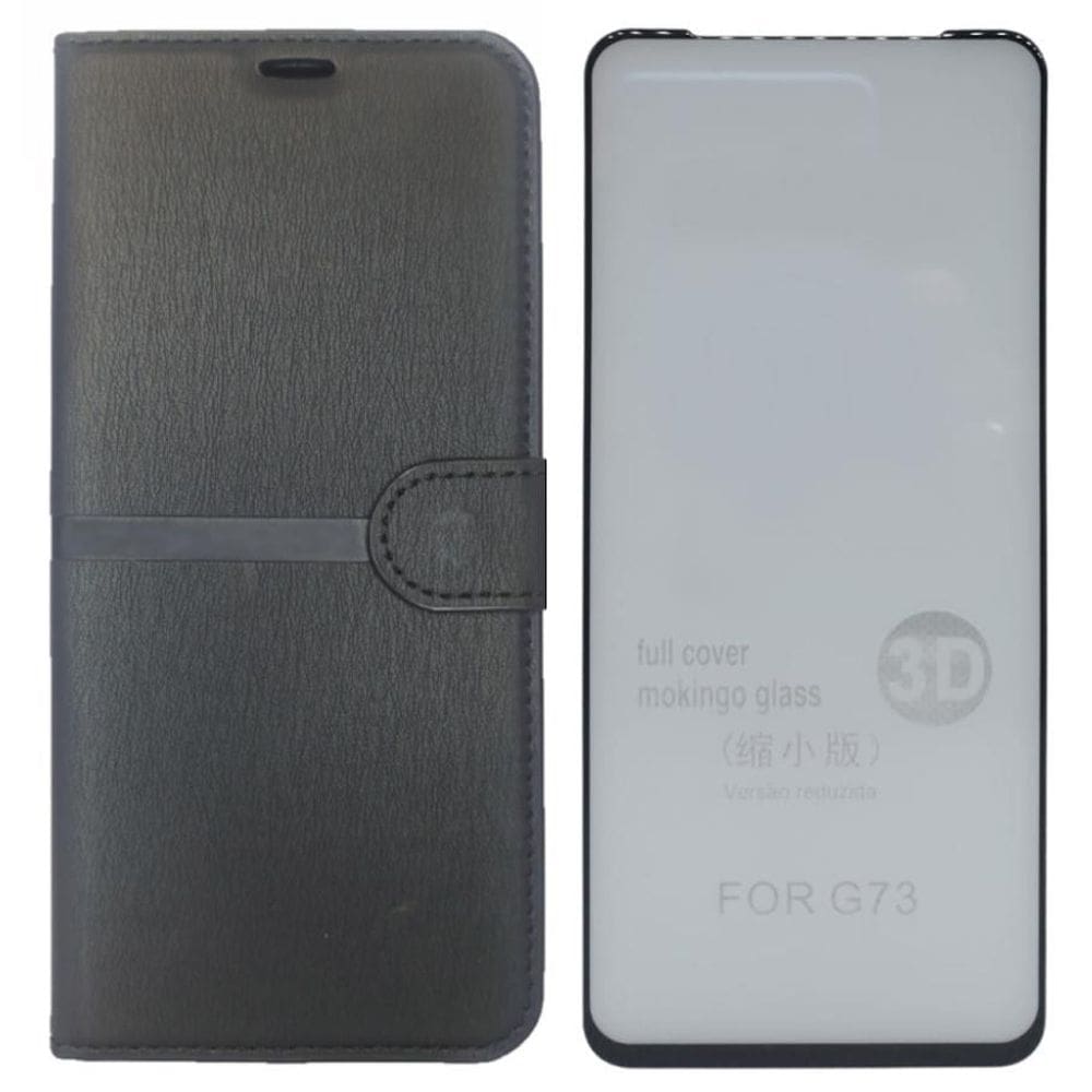 Kit Capa Carteira Compatível Com Motorola G73 + Película 3D
