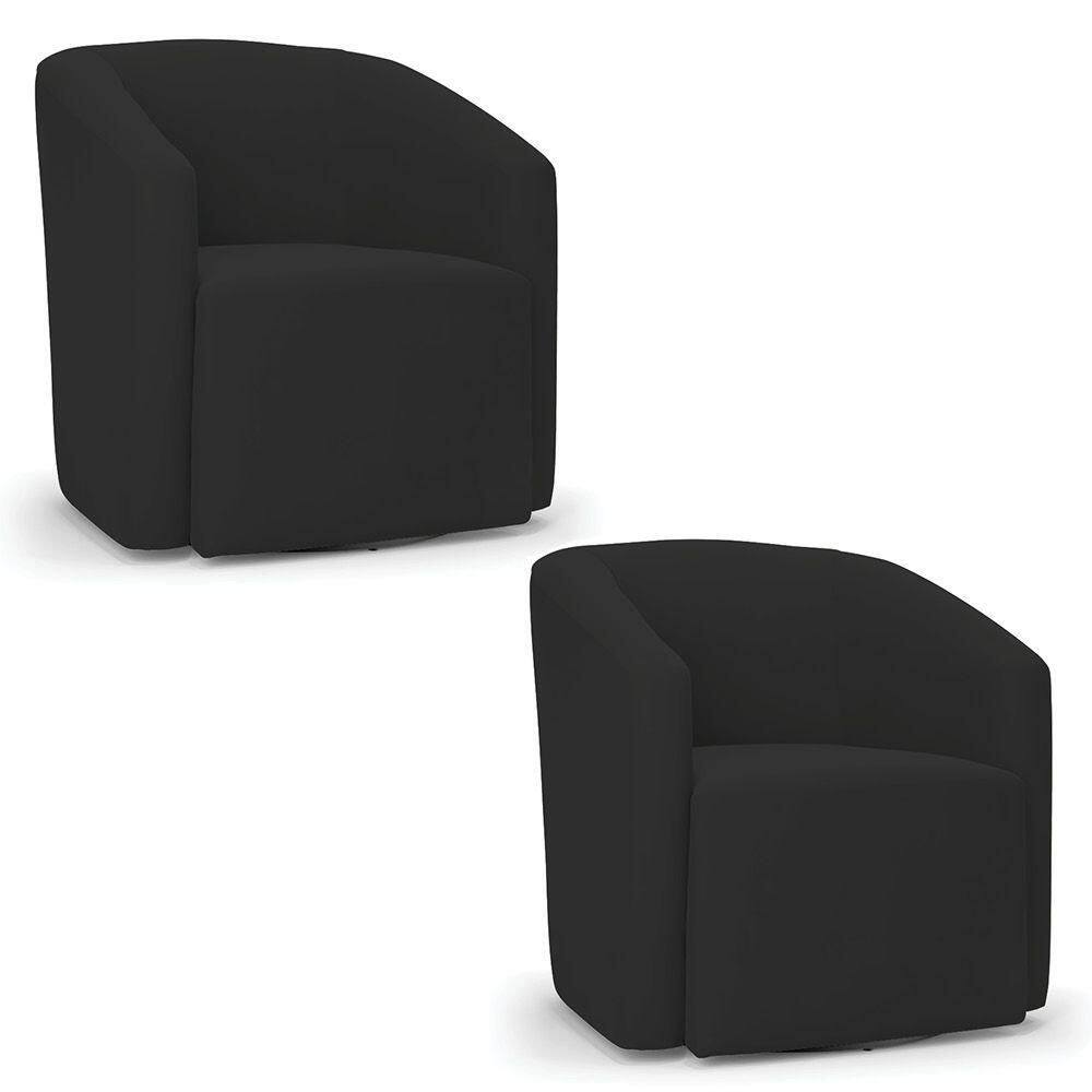 Kit 2 Poltronas Stella Max Veludo Base Giratória - D`rossi Cor Preto