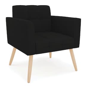 Poltrona Elisa Linho Pés Palito Natural - D`rossi Cor A79 Preto