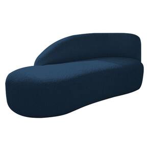 Divã Recamier Curvo Luna 185cm Lado Esquerdo Suede - Adj Decor Cor Azul Marinho
