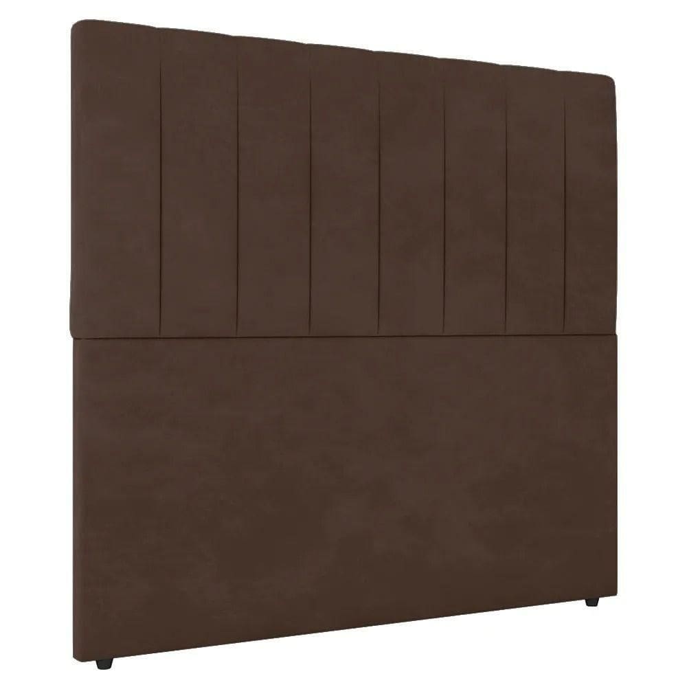 Cabeceira Cama Box Casal Queen Size Ivana 160cm Veludo - Desk Design Cor Marrom