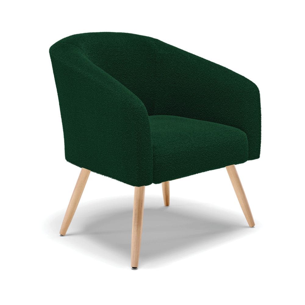 Poltrona Decorativa Pé Palito Natural Stella Bouclê Verde D03 - D`Rossi