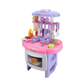 Conjunto de cozinha de brinquedo com luzes, som e 27 acessórios para crianças