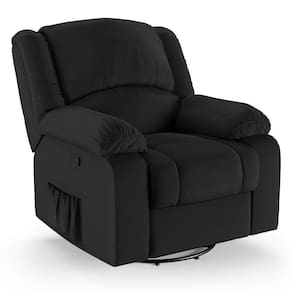 Poltrona Do Papai Reclinável Melim Glider Giratória Massagem Pu Preto Fh1 - D`rossi
