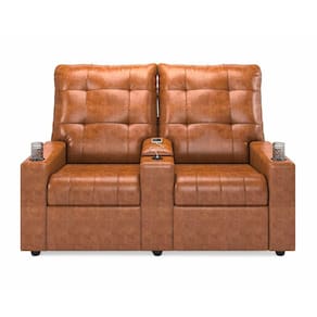 Poltrona Reclinável Para Cinema Parma 2 Lugares Baú Usb Pu Brilho Fh1 - D`rossi Cor Caramelo
