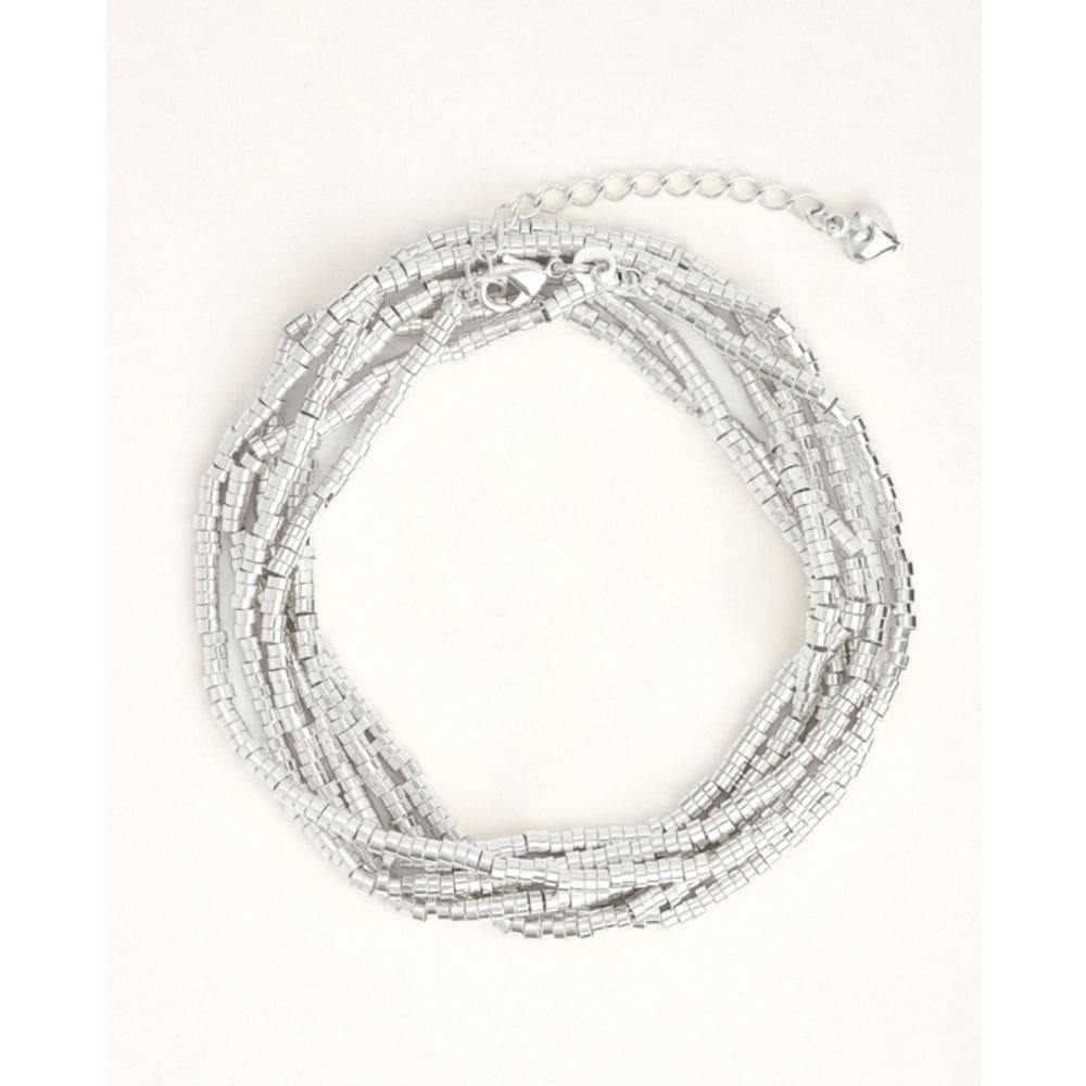 Pulseira de bronze banhado a prata 925 para mulheres 1,20 m + 5 cm