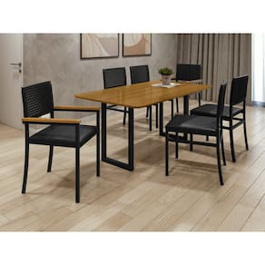 Conjunto para Área Gourmet Laminado 6 Cadeiras 1,60x0,90m - Itália - Paonanda Decor