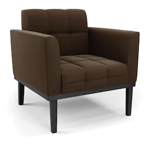 Poltrona Base De Madeira Fixa Preto Elisa Suede D03 - D`rossi Cor Marrom