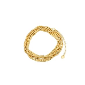 Pulseira de bronze 24K banhada a ouro para mulheres com 80 cm mais 5 cm de extensão