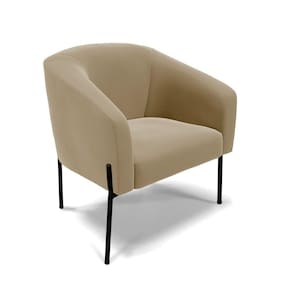 Poltrona Pé De Ferro Preto Sala De Estar Stella Suede Marrom Rato D03 - D`rossi