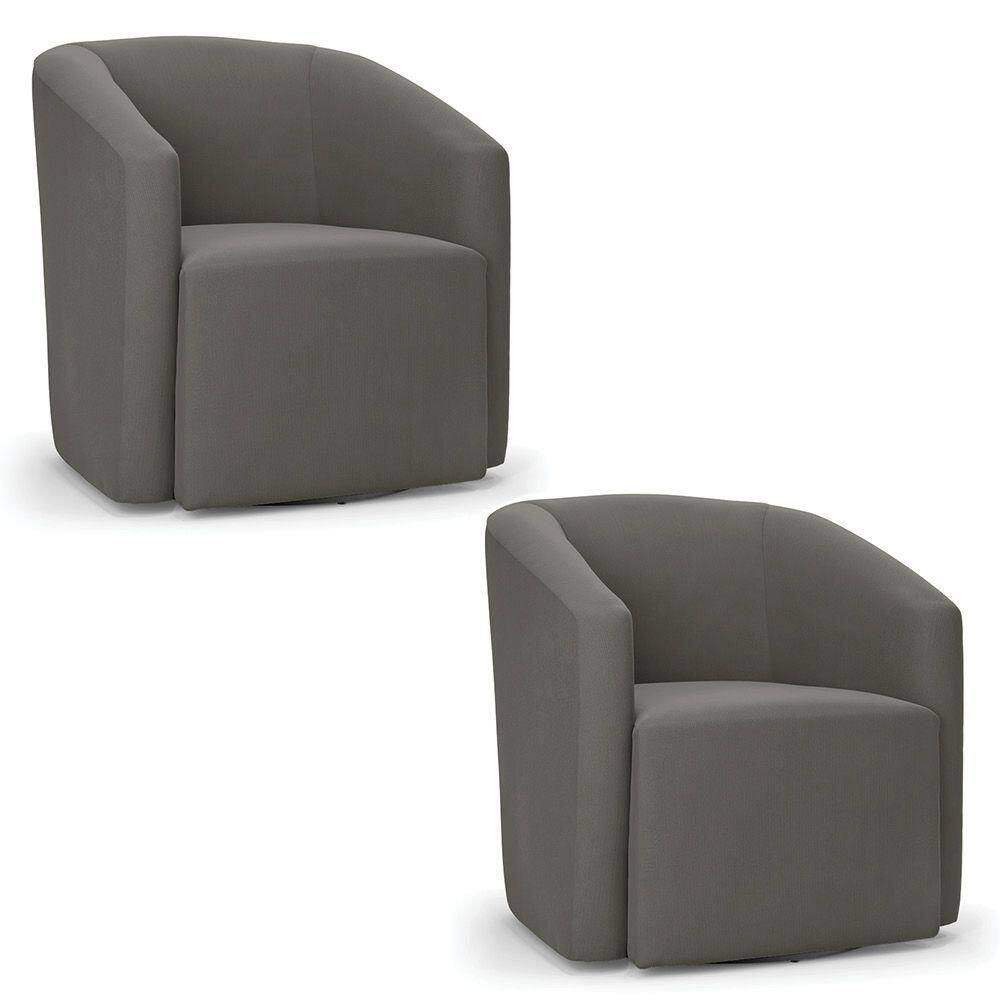 Kit 2 Poltronas Stella Max Suede Grafite Base Giratória - D`rossi