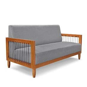 Sofá 2 Lugares Base De Madeira Mariana 160 Cm Linho Cinza S04 - D`rossi