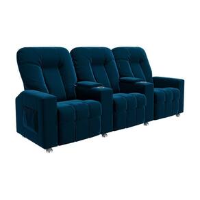 Poltrona Reclinável Para Cinema 3 Lugares Sora Veludo Fh1 - D`rossi Cor Azul Marinho