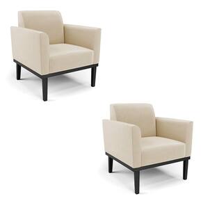 Kit 2 Poltronas Base De Madeira Fixa Preto Marisa Suede D03 - D`Rossi Bege