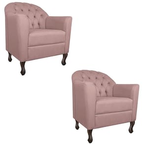 Kit 02 Poltronas Decorativa Julia Linho - Adj Decor Rosê