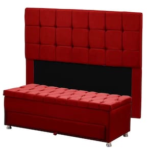 Cabeceira Julia Calçadeira Munique 140cm Shop Das Cabeceiras Vermelho