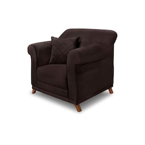 Poltrona Sala De Estar Pé De Madeira Julieta Suede Café S04 - D`rossi