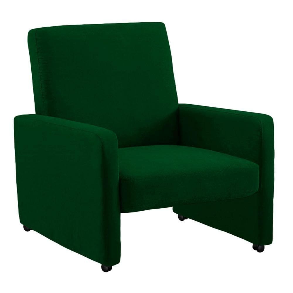Poltrona Mirella Suede Verde Com Rodízios - D`rossi