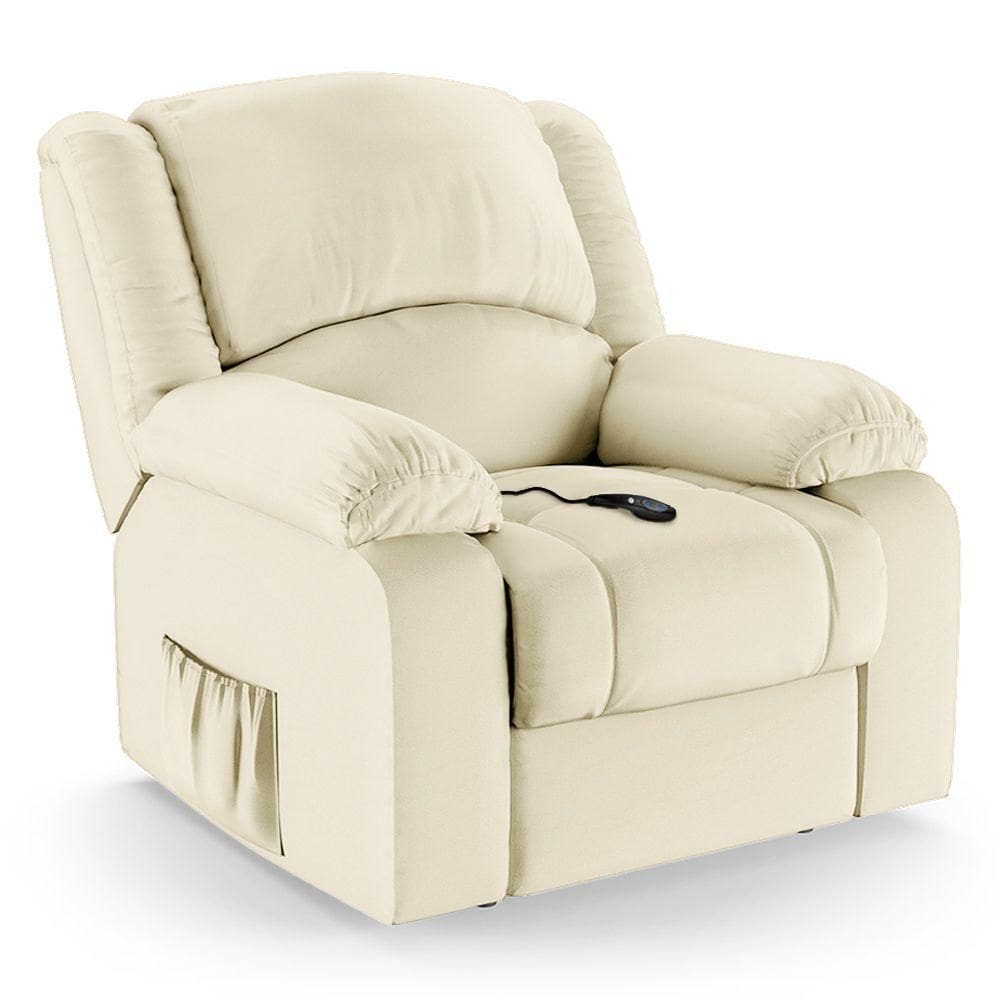 Poltrona Do Papai Reclinável Melim Controle Power Elétrico Sintético Pu Fh1 - D`rossi Cor Bege