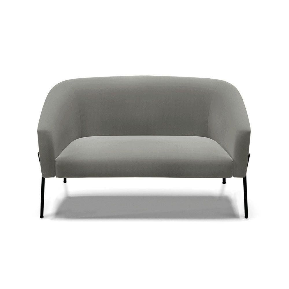 Sofá Namoradeira 2 Lugares Pé De Ferro Preto Stella Suede Grafite D03 - D`rossi