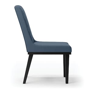 Cadeira Sala De Jantar Base Madeira Preto Kit 2 Sofia Suede D03 - D`rossi Cor Azul Marinho