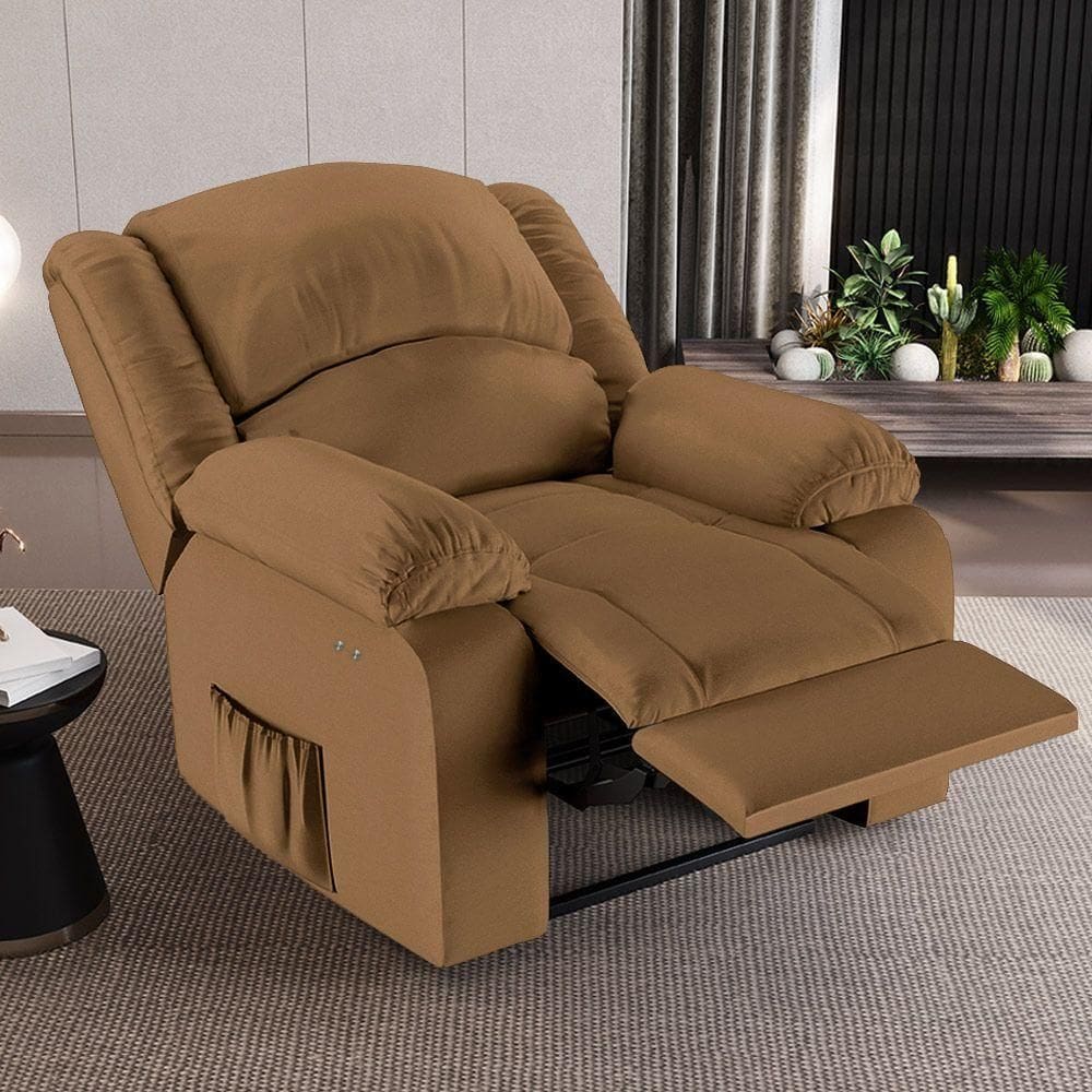 Poltrona Do Papai Reclinável Sala De Cinema Barcelona Touch Usb Pu Caramelo