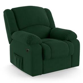 Poltrona Do Papai Reclinável Melim Power Elétrica Massagem Veludo Verde Fh1 - D`rossi