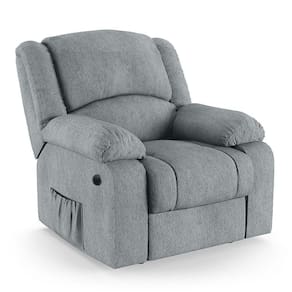 Poltrona Do Papai Reclinável Melim Power Elétrica Massagem Linho Cinza Fh1 - D`rossi