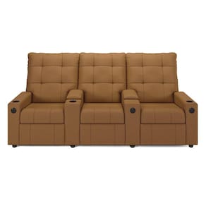 Poltrona Reclinável Para Cinema Parma 3 Lugares Baú Usb Pu Fh1 - D`rossi Cor Caramelo