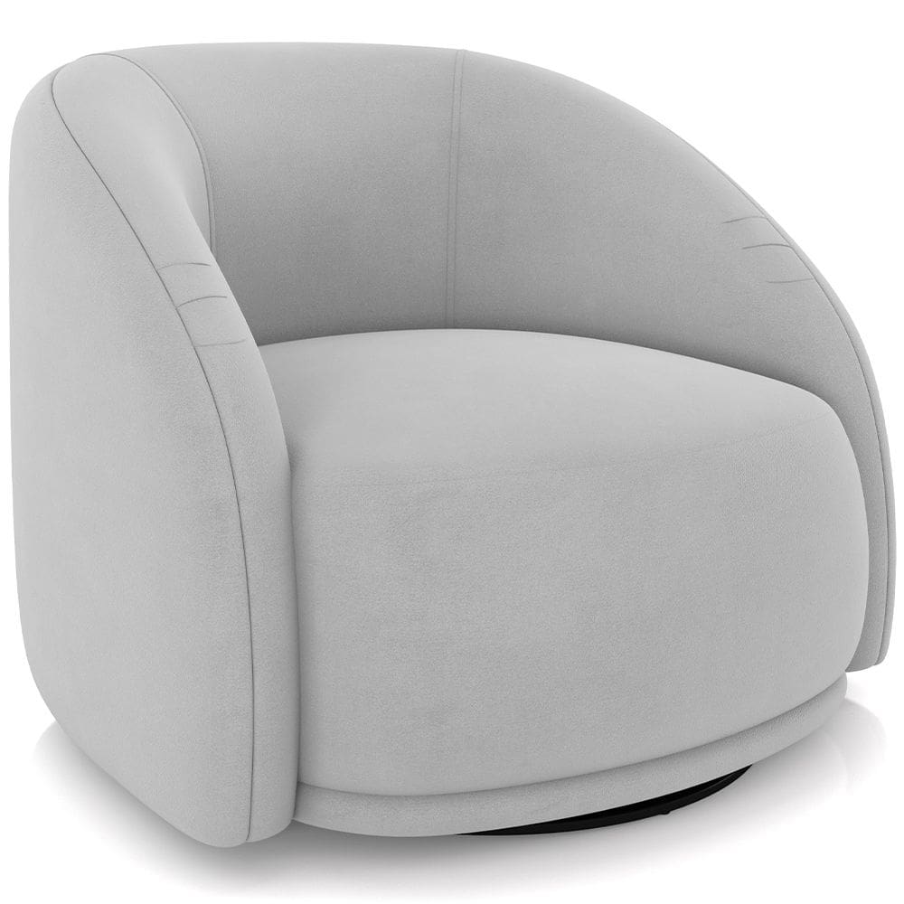 Poltrona Decorativa Giratória Angelina M03 Veludo Cinza - Lyam Decor