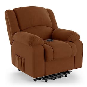Poltrona Do Papai Reclinável Melim Elevação Lift Elétrico Veludo Terracota Fh1 - D`rossi