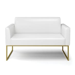 Sofá Namoradeira Base Industrial Dourado Marisa Corano Branco D03 - D`rossi