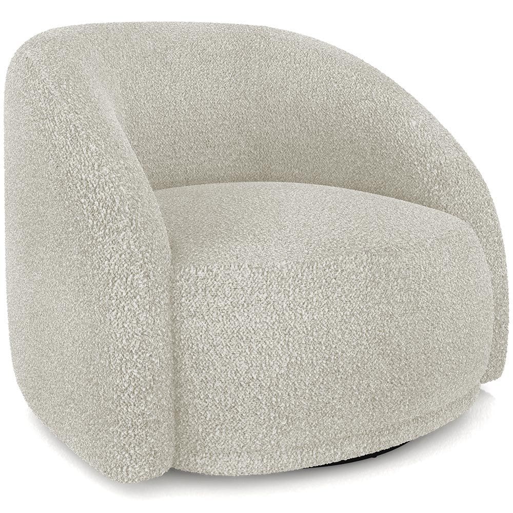 Poltrona Decorativa Giratória Angelina M03 Bouclê Bege Claro - Lyam Decor