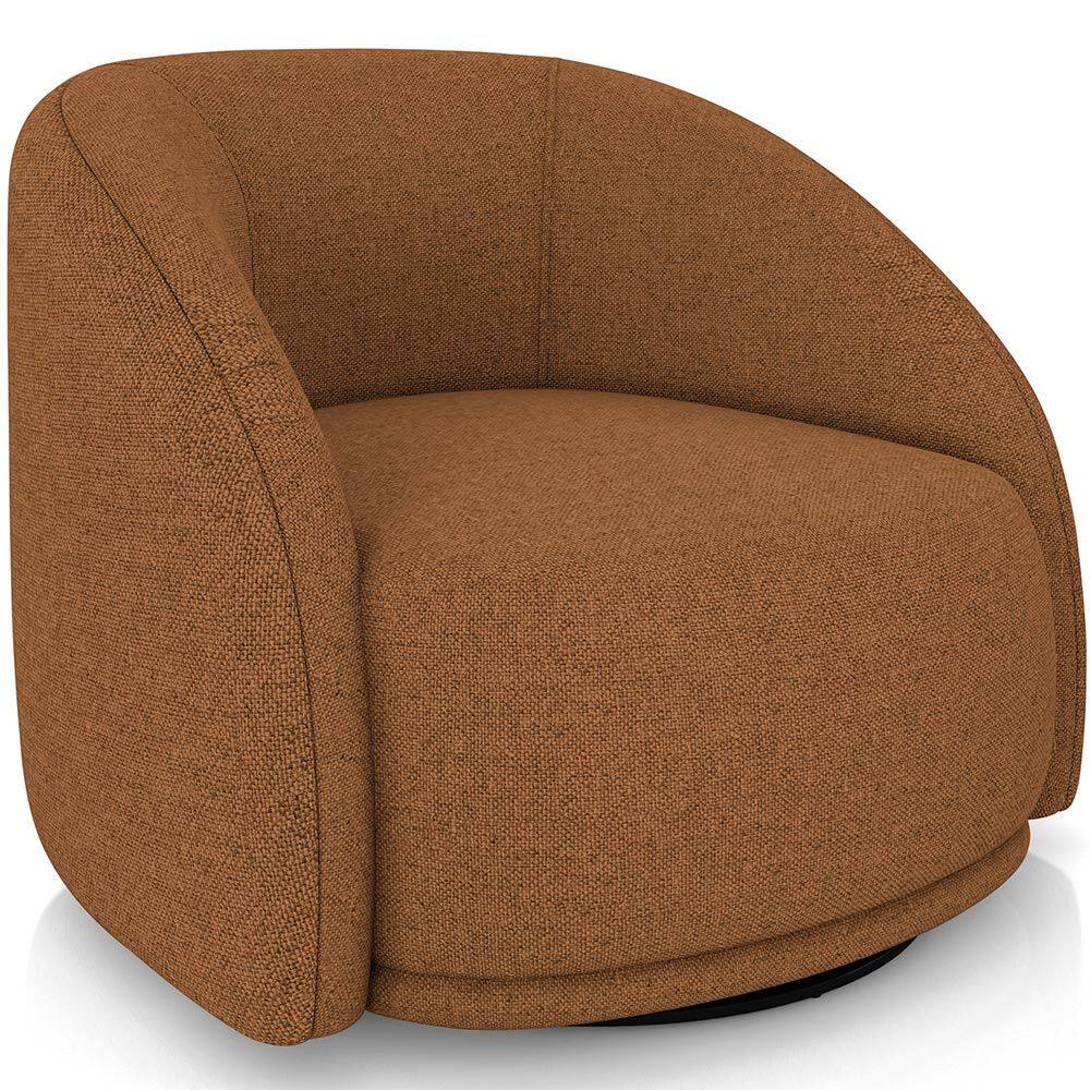 Poltrona Decorativa Giratória Angelina M03 Linho Telha - Lyam Decor