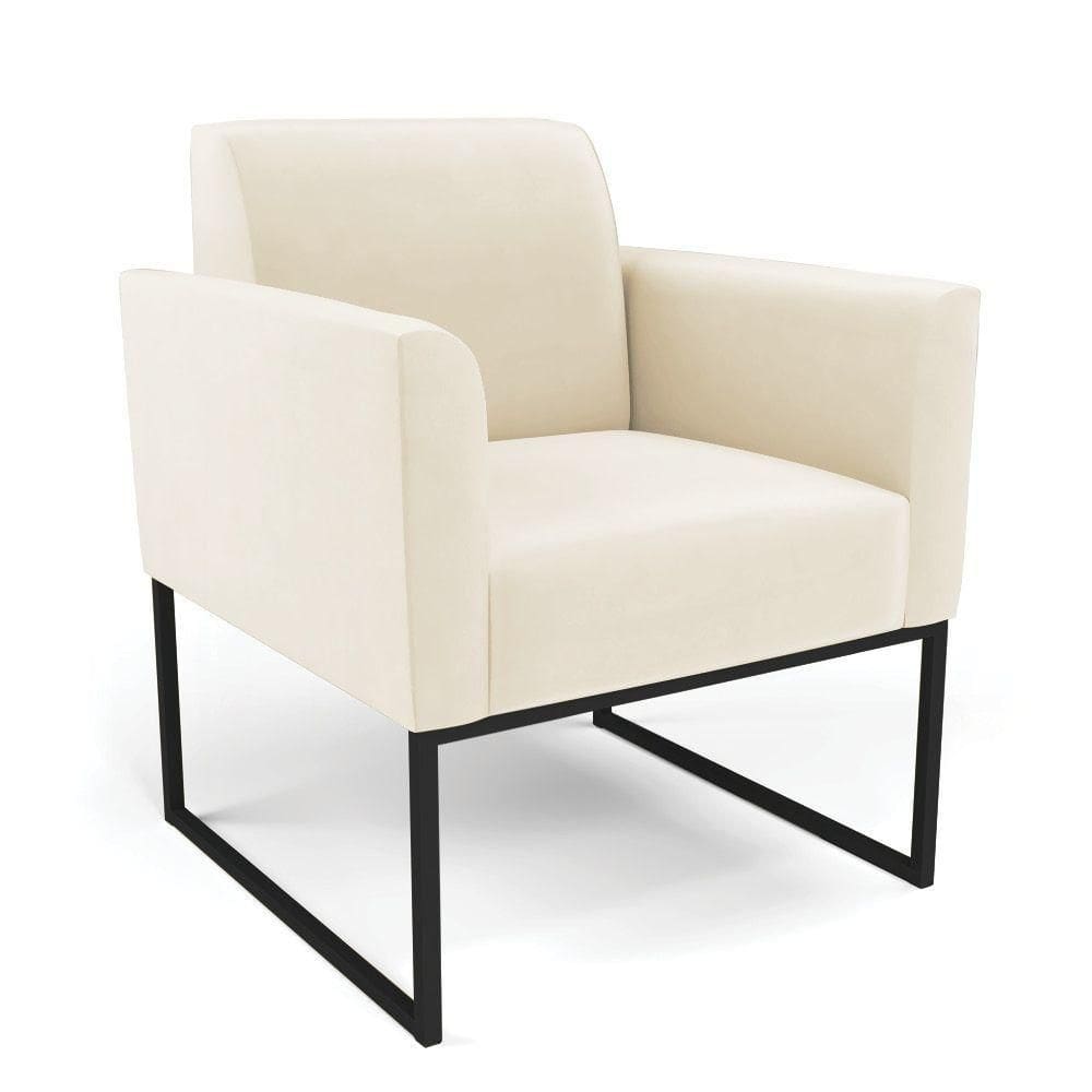 Poltrona Base Industrial Preto Marisa Veludo Bege D03 - D`rossi
