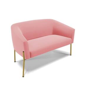 Sofá Namoradeira 2 Lugares Pé De Ferro Dourado Stella Suede D03 - D`rossi Cor Rose