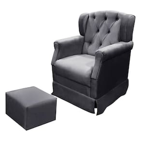 Poltrona Cadeira De Amamentação Balanço E Puff Ternura Suede Star Confort Chumbo