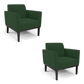 Kit 2 Poltronas Base De Madeira Fixa Preto Marisa Veludo Verde D03 - D`Rossi