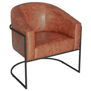 Poltrona Luiza Base De Ferro Preto Sintetico Nozes - Adj Decor Cor Nozes