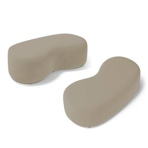 Kit 02 Puffs Decorativos Living Aisha Orgânico 02 Lugares Suede Bege - Desk Design