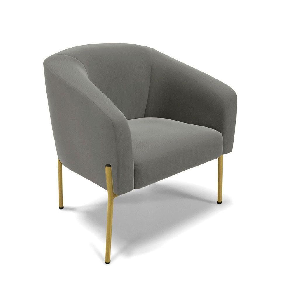 Poltrona Pé De Ferro Dourado Sala De Estar Stella Suede D03 - D`rossi Cor Grafite