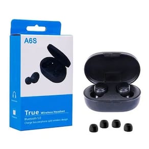 Fone de Ouvido Bluetooth In-Ear Sem Fio A6S Preto Android IOS