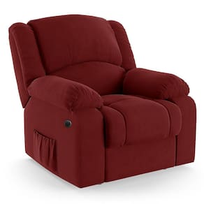 Poltrona Do Papai Reclinável Melim Power Elétrica Veludo Fh1 - D`rossi Cor Vermelho