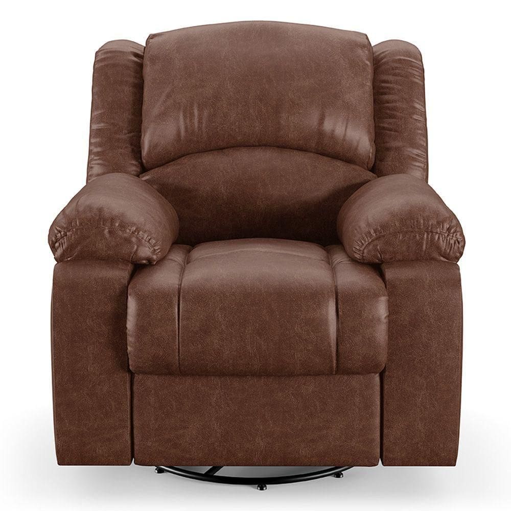 Poltrona Do Papai Reclinável Sala De Cinema Barcelona Glider Manual Giratória Pu Marrom Brilho