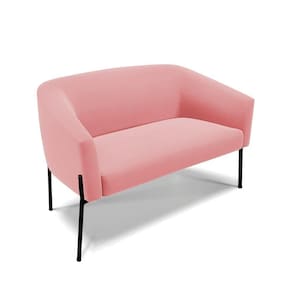 Sofá Namoradeira 2 Lugares Pé De Ferro Preto Stella Suede Rosê D03 - D`rossi