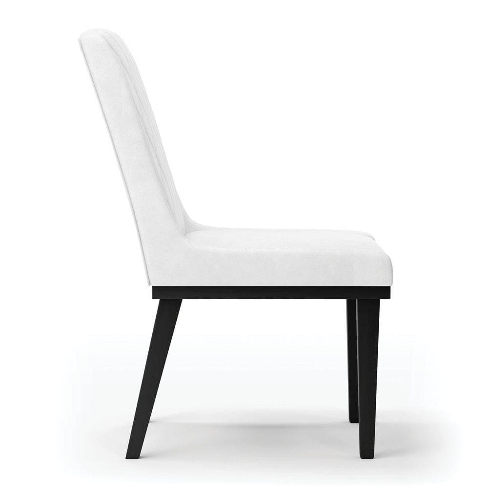 Cadeira Sala De Jantar Base Madeira Preto Kit 6 Sofia Sintético Pu D03 - D`rossi Cor Branco